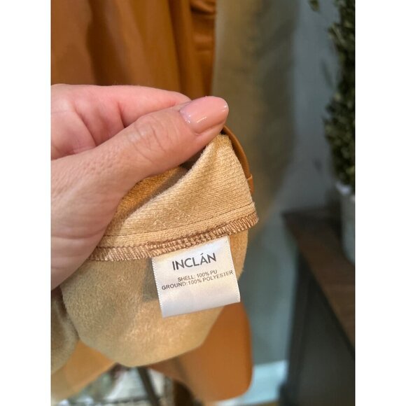 INCLAN STUDIO Millie Faux Leather Mini Dress TAN BROWN Butterscotch Womens Size - Picture 9 of 9